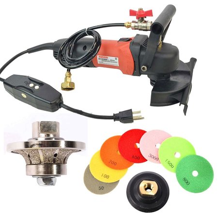 HARDIN 3/4" Radius Diamond Profile Wheel, WP800 4" Var Speed Polisher & 8 pc 4" Diamond Polishing Pad Set 34WVPOLSET